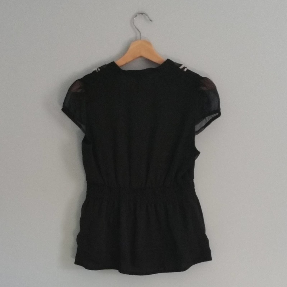 H&M Ruffle Collared Short Sleeve Shirt Size Small - Picture 2 of 7